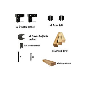 Iahşap İki Direkli Ahşap Üst Izgaralı Sundurma Sistemi 2,4x3 Metre