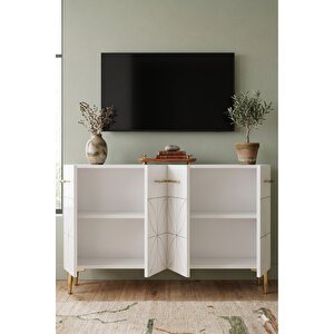 Ka1234b - Ömeri̇a Konsol, Tv Sehpasi, Çok Amaçli Dolap Ve Kahve Köşesi̇ 120cm Beyaz 4021