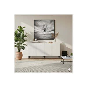 Ka1513b - Gradi̇shte Konsol ,tv Sehpasi , Çok Amaçli Dolap, Kahve Köşesi̇ 150 Cm Beyaz Beyaz 05