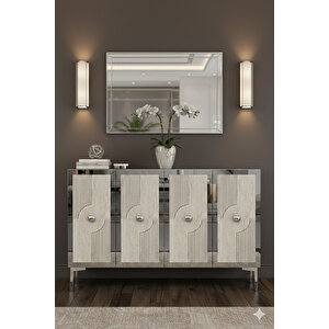 Ka1216bts - Temtem Konsol ,tv Sehpasi , Çok Amaçli Dolap,kahve Köşesi̇ 120 Cm Beyaz-traverten-si̇lver Beyaz-Traverten-Silver