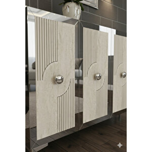 Ka1216bts - Temtem Konsol ,tv Sehpasi , Çok Amaçli Dolap,kahve Köşesi̇ 120 Cm Beyaz-traverten-si̇lver Beyaz-Traverten-Silver