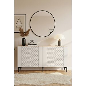 Ka1512b - Defne Konsol, Tv Sehpasi, Çok Amaçli Dolap Ve Kahve Köşesi̇ 150cm Beyaz 64081