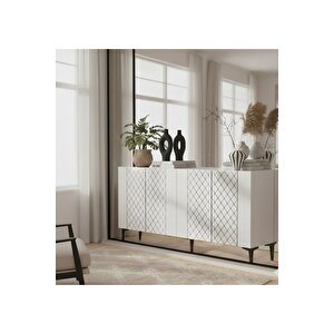 Ka1512b - Defne Konsol, Tv Sehpasi, Çok Amaçli Dolap Ve Kahve Köşesi̇ 150cm Beyaz 64081