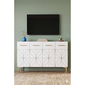 Ka1234db - Ömeri̇a Konsol, Tv Sehpasi, Çok Amaçli Dolap Ve Kahve Köşesi̇ 120cm Safi̇rmeşe-beyaz Safir