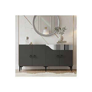 Ka1514as - İveli̇na Konsol, Tv Sehpasi, Çok Amaçli Dolap Ve Kahve Köşesi̇ 150cm Antrasi̇t-si̇lver Silver