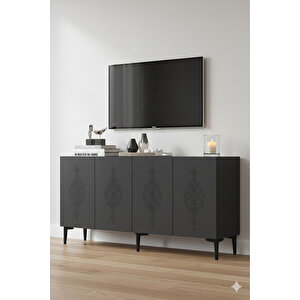 Ka1529a - Eki̇m Konsol, Tv Sehpasi, Çok Amaçli Dolap Ve Kahve Köşesi̇ 150cm Antrasi̇t Antrasit 05