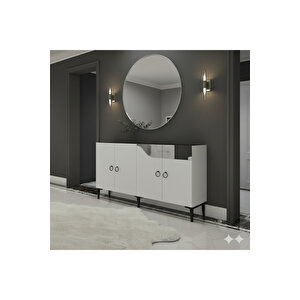 Ka1514bs - İveli̇na Konsol, Tv Sehpasi, Çok Amaçli Dolap Ve Kahve Köşesi̇ 150cm Beyaz-si̇lver Beyaz 03