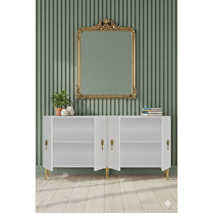 Ka1527bg - Ayshe Konsol ,tv Sehpasi , Çok Amaçli Dolap, Kahve Köşesi̇ 150 Cm Beyaz-gold Gold 04