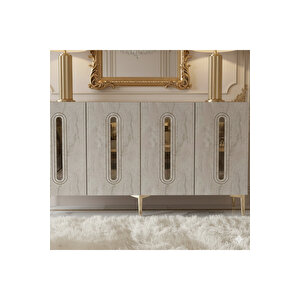 Ka1520btg - Ethema Konsol, Tv Sehpasi, Çok Amaçli Dolap Ve Kahve Köşesi̇ 150cm Beyaz-traverten-gold Beyaz-Traverten-Gold