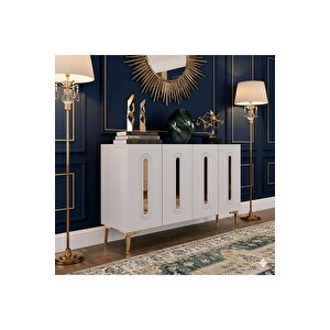 Ka1206bg - Ethema Konsol, Tv Sehpasi, Çok Amaçli Dolap Ve Kahve Köşesi̇ 120cm Beyaz-gold 64192