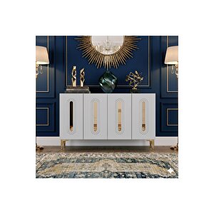 Ka1206bg - Ethema Konsol, Tv Sehpasi, Çok Amaçli Dolap Ve Kahve Köşesi̇ 120cm Beyaz-gold 64192
