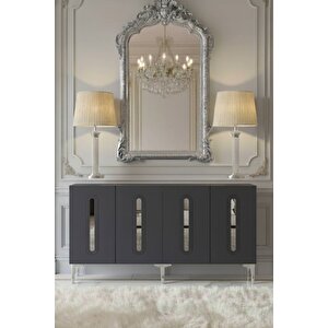 Ka1520as - Ethema Konsol, Tv Sehpasi, Çok Amaçli Dolap Ve Kahve Köşesi̇ 150cm Antrasi̇t-si̇lver Silver
