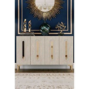 Ka1206btg - Ethema Konsol, Tv Sehpasi, Çok Amaçli Dolap Ve Kahve Köşesi̇ 120cm Beyaz-traverten-gold Beyaz-Traverten-Gold
