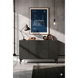 Ka1210a - Stoyan Konsol, Tv Sehpasi, Çok Amaçli Dolap Ve Kahve Köşesi̇ Antrasi̇t 120cm Antrasit