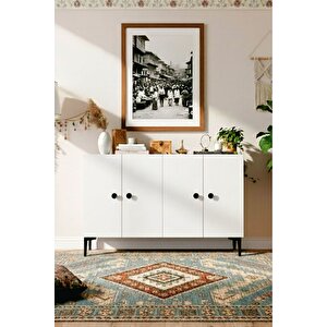 Ka1205b - Sheri̇fa Konsol, Tv Sehpasi, Çok Amaçli Dolap Ve Kahve Köşesi̇ 120cm Beyaz Beyaz 02