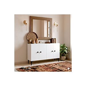 Ka1205b - Sheri̇fa Konsol, Tv Sehpasi, Çok Amaçli Dolap Ve Kahve Köşesi̇ 120cm Beyaz Beyaz 02
