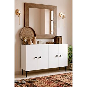 Ka1205b - Sheri̇fa Konsol, Tv Sehpasi, Çok Amaçli Dolap Ve Kahve Köşesi̇ 120cm Beyaz Beyaz 02