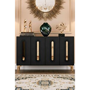 Ka1206ag - Ethema Konsol, Tv Sehpasi, Çok Amaçli Dolap Ve Kahve Köşesi̇ 120cm Antrasi̇t-gold Gold