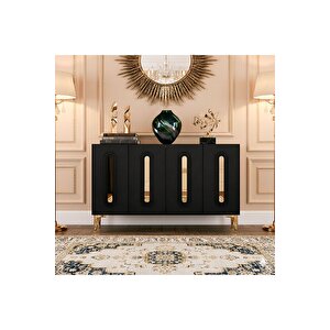 Ka1206ag - Ethema Konsol, Tv Sehpasi, Çok Amaçli Dolap Ve Kahve Köşesi̇ 120cm Antrasi̇t-gold Gold