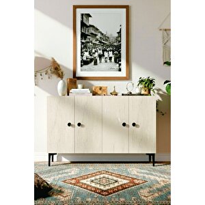 Ka1205bt - Sheri̇fa Konsol, Tv Sehpasi, Çok Amaçli Dolap Ve Kahve Köşesi̇ 120cm Beyaz-traverten Beyaz-Traverten Mermer