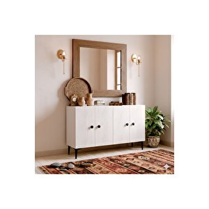Ka1205bt - Sheri̇fa Konsol, Tv Sehpasi, Çok Amaçli Dolap Ve Kahve Köşesi̇ 120cm Beyaz-traverten Beyaz-Traverten Mermer
