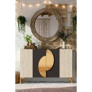 Ka1201atg - Eylül Konsol ,tv Sehpasi , Çok Amaçli Dolap, Kahve Köşesi̇ 120cm Antrasi̇t-traverten-gold Traverten