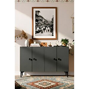 Ka1205a - Sheri̇fa Konsol, Tv Sehpasi, Çok Amaçli Dolap Ve Kahve Köşesi̇ 120cm Antrasi̇t Antrasit