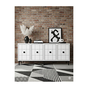 Ka1509b - Leyla Konsol, Tv Sehpasi, Çok Amaçli Dolap Ve Kahve Köşesi̇ 150cm Beyaz 64081