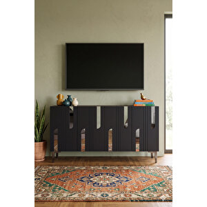 Ka1231as - İlhani̇ye Konsol, Tv Sehpasi, Çok Amaçli Dolap Ve Kahve Köşesi̇ 120cm Antrasi̇t-si̇lver Silver