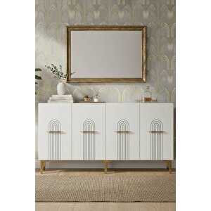 Ka1519b - Shumen Konsol, Tv Sehpasi, Çok Amaçli Dolap Ve Kahve Köşesi̇ 150cm Beyaz 64081
