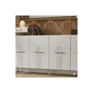 Ka1519b - Shumen Konsol, Tv Sehpasi, Çok Amaçli Dolap Ve Kahve Köşesi̇ 150cm Beyaz 64081