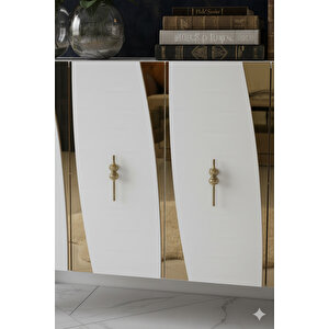 Ka1213bg - Başari Konsol, Tv Sehpasi, Çok Amaçli Dolap Ve Kahve Köşesi̇ 120cm Beyaz-gold 64192