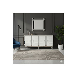 Ka1508dbs - Kerem Konsol, Tv Sehpasi, Çok Amaçli Dolap Ve Kahve Köşesi̇ 150cm Safi̇rmeşe-beyaz-si̇lver Safir