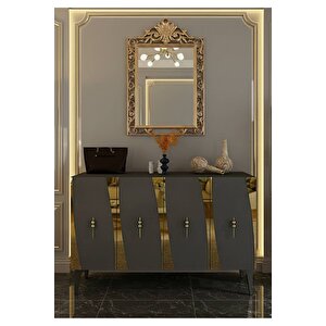 Ka1213ag - Başari Konsol, Tv Sehpasi, Çok Amaçli Dolap Ve Kahve Köşesi̇ 120cm Antrasi̇t-gold Gold