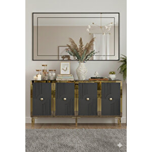 Ka1526ag - Temtem Konsol ,tv Sehpasi , Çok Amaçli Dolap, Kahve Köşesi̇ 150 Cm Antrasi̇t-gold Antrasit Gold