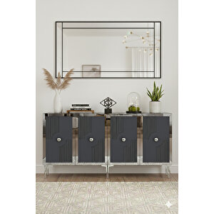 Ka1526as - Temtem Konsol ,tv Sehpasi , Çok Amaçli Dolap, Kahve Köşesi̇ 150 Cm Antrasi̇t-si̇lver Silver