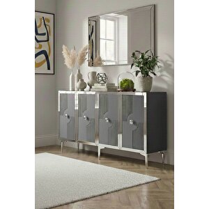 Ka1526as - Temtem Konsol ,tv Sehpasi , Çok Amaçli Dolap, Kahve Köşesi̇ 150 Cm Antrasi̇t-si̇lver Silver