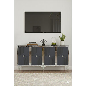 Ka1526as - Temtem Konsol ,tv Sehpasi , Çok Amaçli Dolap, Kahve Köşesi̇ 150 Cm Antrasi̇t-si̇lver Silver