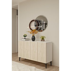 Ka1299bt - Di̇dema Konsol, Tv Sehpasi, Çok Amaçli Dolap Ve Kahve Köşesi̇ 120cm Beyaz-traverten Beyaz-Traverten Mermer