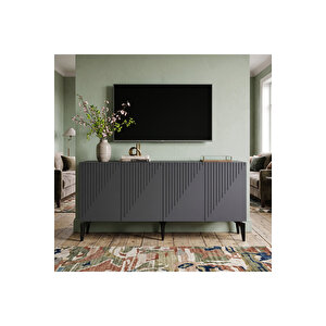 Ka1541a - Medi̇sh Konsol, Tv Sehpasi, Çok Amaçli Dolap Ve Kahve Köşesi̇ 150cm Antrasi̇t Antrasit 05