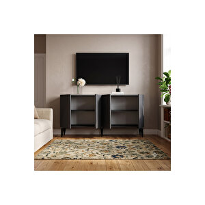 Ka1541a - Medi̇sh Konsol, Tv Sehpasi, Çok Amaçli Dolap Ve Kahve Köşesi̇ 150cm Antrasi̇t Antrasit 05