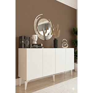 Ka1525b - Gümüş Konsol, Tv Sehpasi, Çok Amaçli Dolap Ve Kahve Köşesi̇ 150cm Beyaz 64081