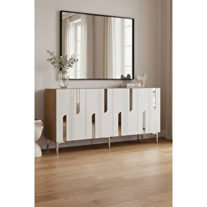 Ka1531dbs - İlhani̇ye Konsol, Tv Sehpasi, Çok Amaçli Dolap Ve Kahve Köşesi̇ 150cm Safi̇rmeşe-beyaz-si̇lver Safir