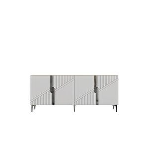 Ka1528dbs - Meba Konsol, Tv Sehpasi, Çok Amaçli Dolap Ve Kahve Köşesi̇ 150cm Safi̇rmeşe-beyaz-si̇lver Safir