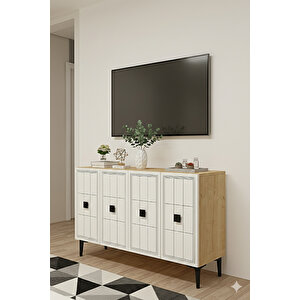 Ka1202db - Leyla Konsol ,tv Sehpasi , Çok Amaçli Dolap, Kahve Köşesi̇ 120cm Safi̇rmeşe-beyaz Safir Meşe