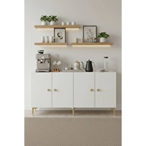 Ka1517b - Squarel Konsol, Tv Sehpasi, Çok Amaçli Dolap Ve Kahve Köşesi̇ 150cm Beyaz 64081