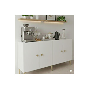 Ka1517b - Squarel Konsol, Tv Sehpasi, Çok Amaçli Dolap Ve Kahve Köşesi̇ 150cm Beyaz 64081