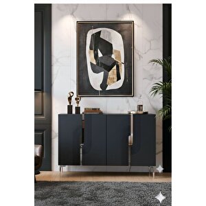 Ka1208as - Dünya Konsol, Tv Sehpasi, Çok Amaçli Dolap Ve Kahve Köşesi̇ 120cm Antrasi̇t-si̇lver Silver