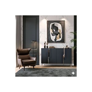 Ka1208as - Dünya Konsol, Tv Sehpasi, Çok Amaçli Dolap Ve Kahve Köşesi̇ 120cm Antrasi̇t-si̇lver Silver