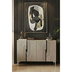 Ka1208bts - Dünya Konsol, Tv Sehpasi, Çok Amaçli Dolap Ve Kahve Köşesi̇ 120cm Beyaz-traverten-si̇lver Beyaz-Traverten-Silver
